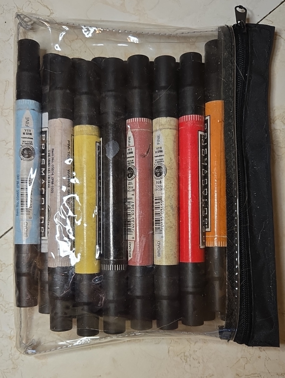 Prismacolor Dual-Tip Marker Set in Clear Zip Pouch Vintage